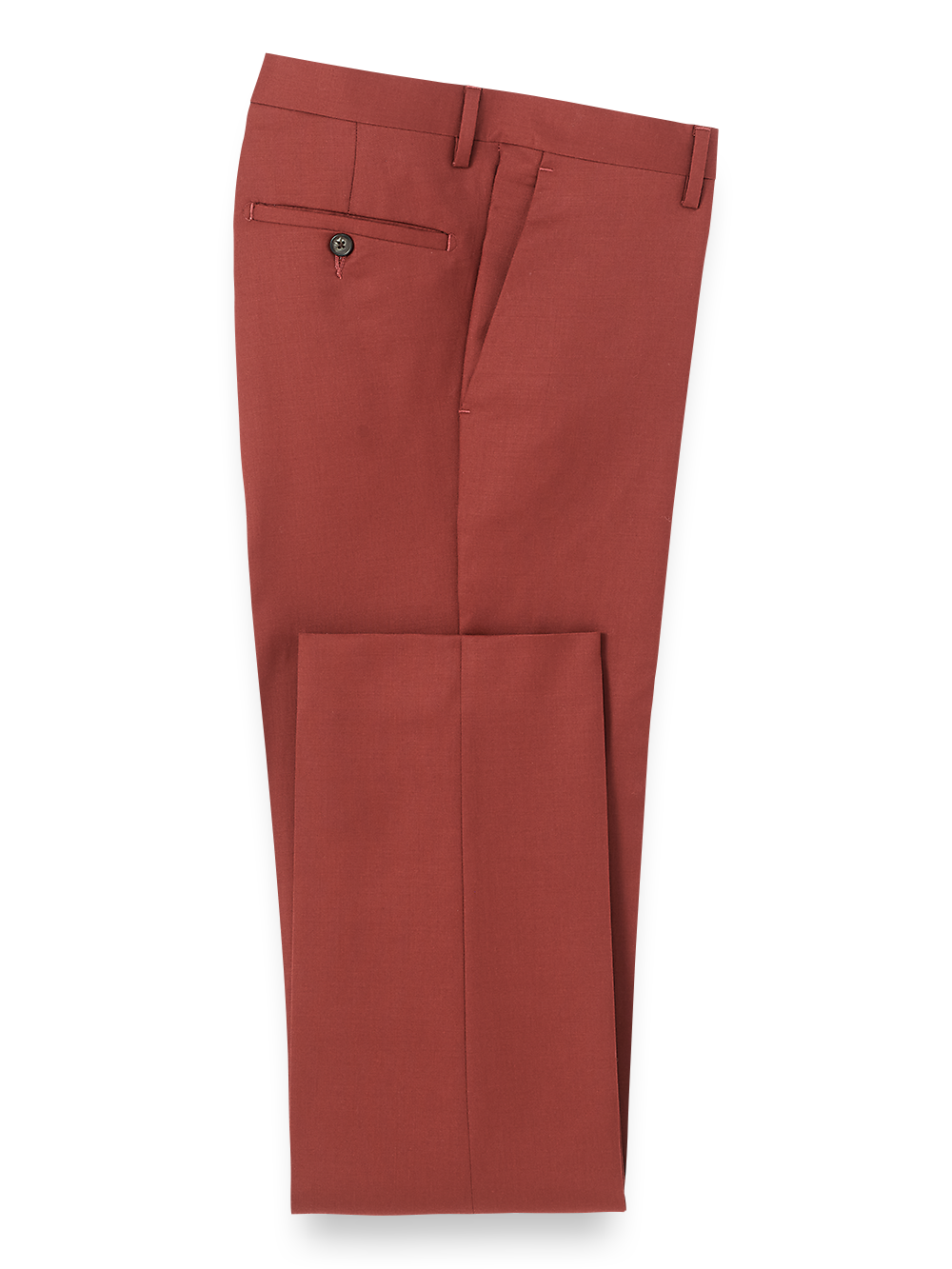 Product Image of Wool Gabardine Flat Front Pants-Rust#model_flat front