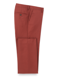 Wool Gabardine Flat Front Pants - Rust