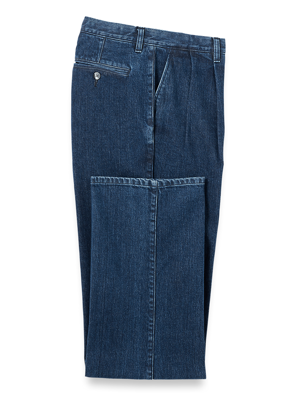 Product Image of Denim Pants-Blue#model_pleated front