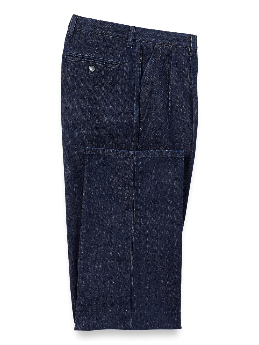 Product Image of Denim Pants-Dark Blue#model_pleated front