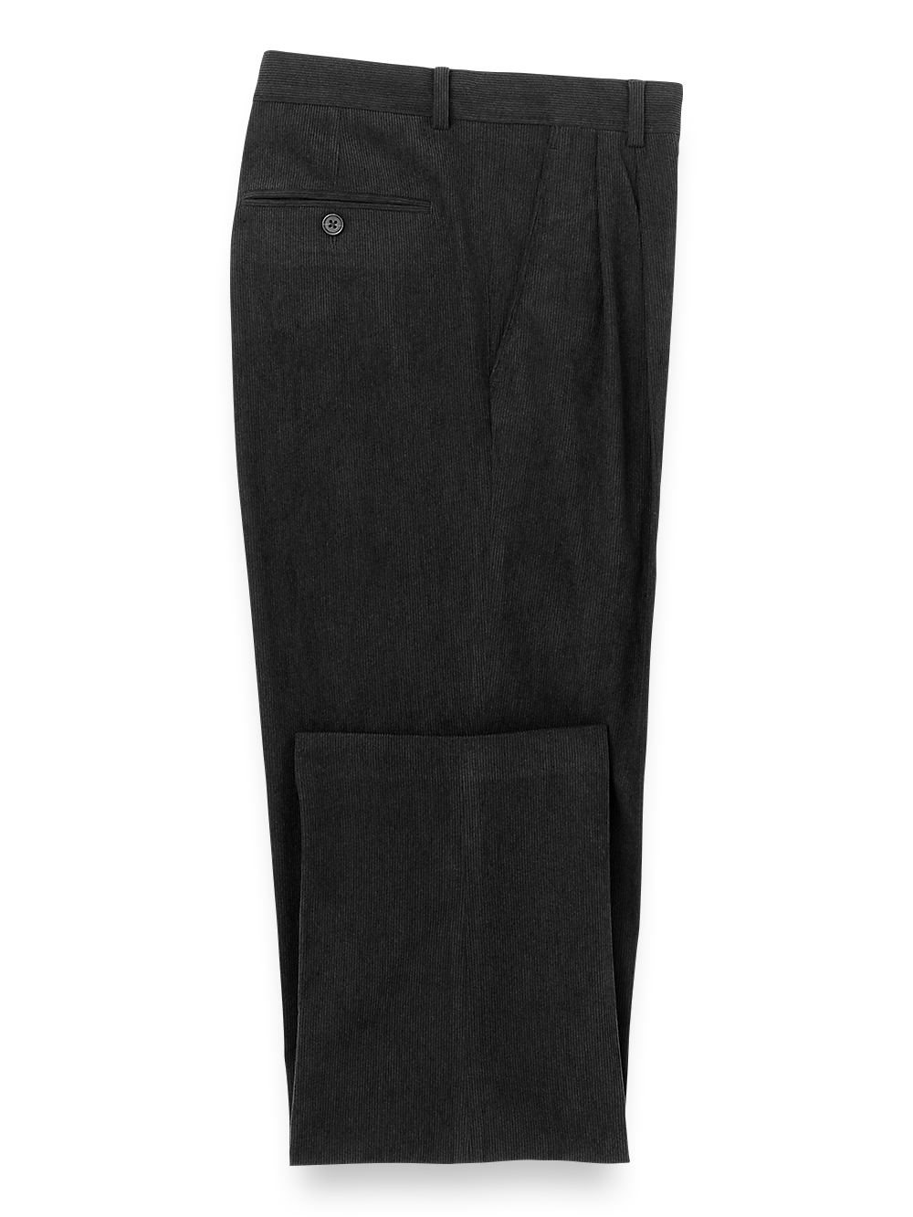 Product Image of Corduroy Pleated Pants-Black#model_pleated front