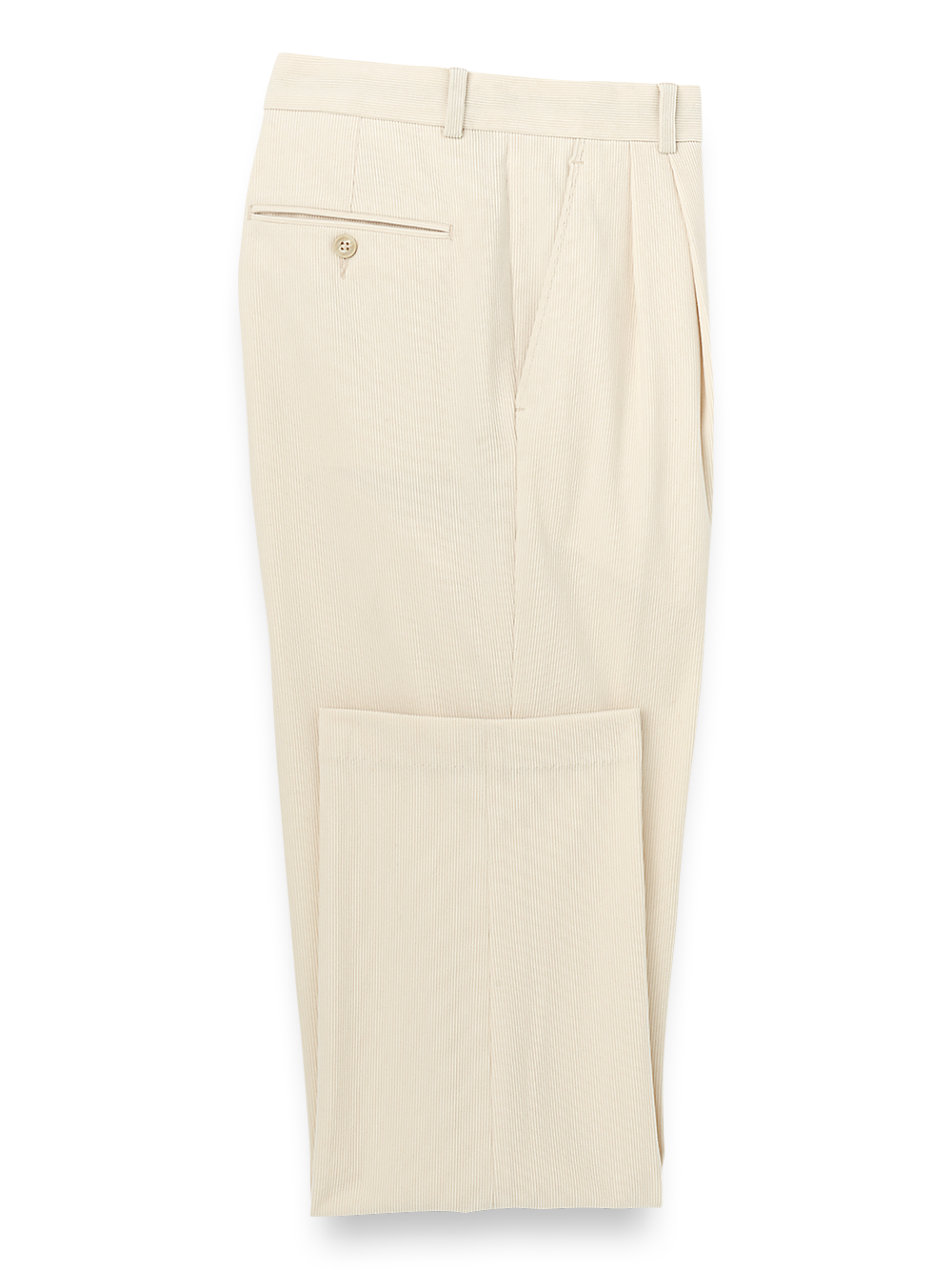 Product Image of Corduroy Pleated Pants-Winter White#model_pleated front