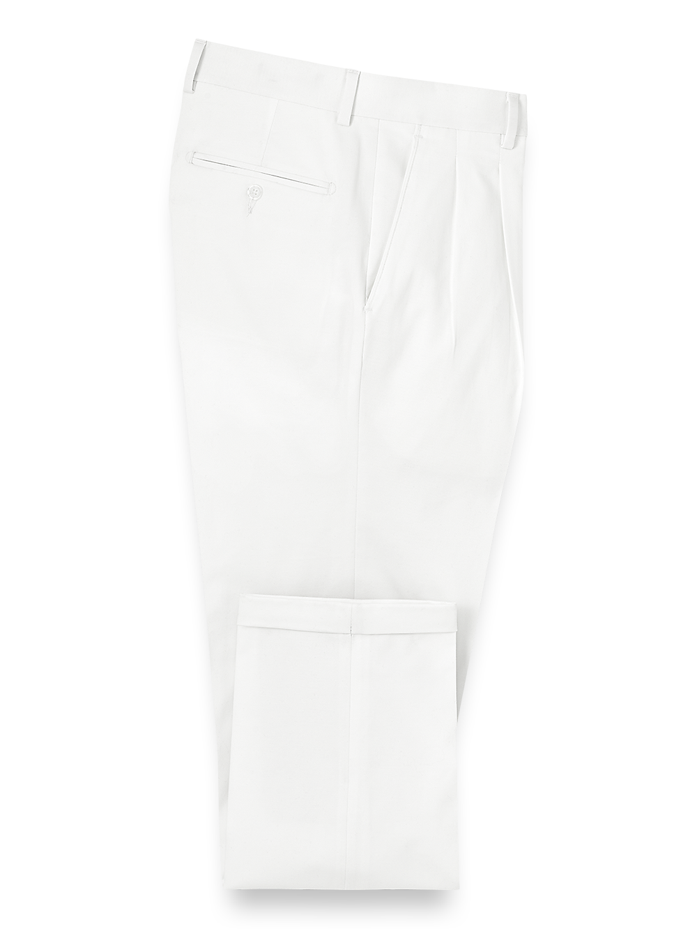 Product Image of Cotton Stretch Twill Pants-White#model_pleated front