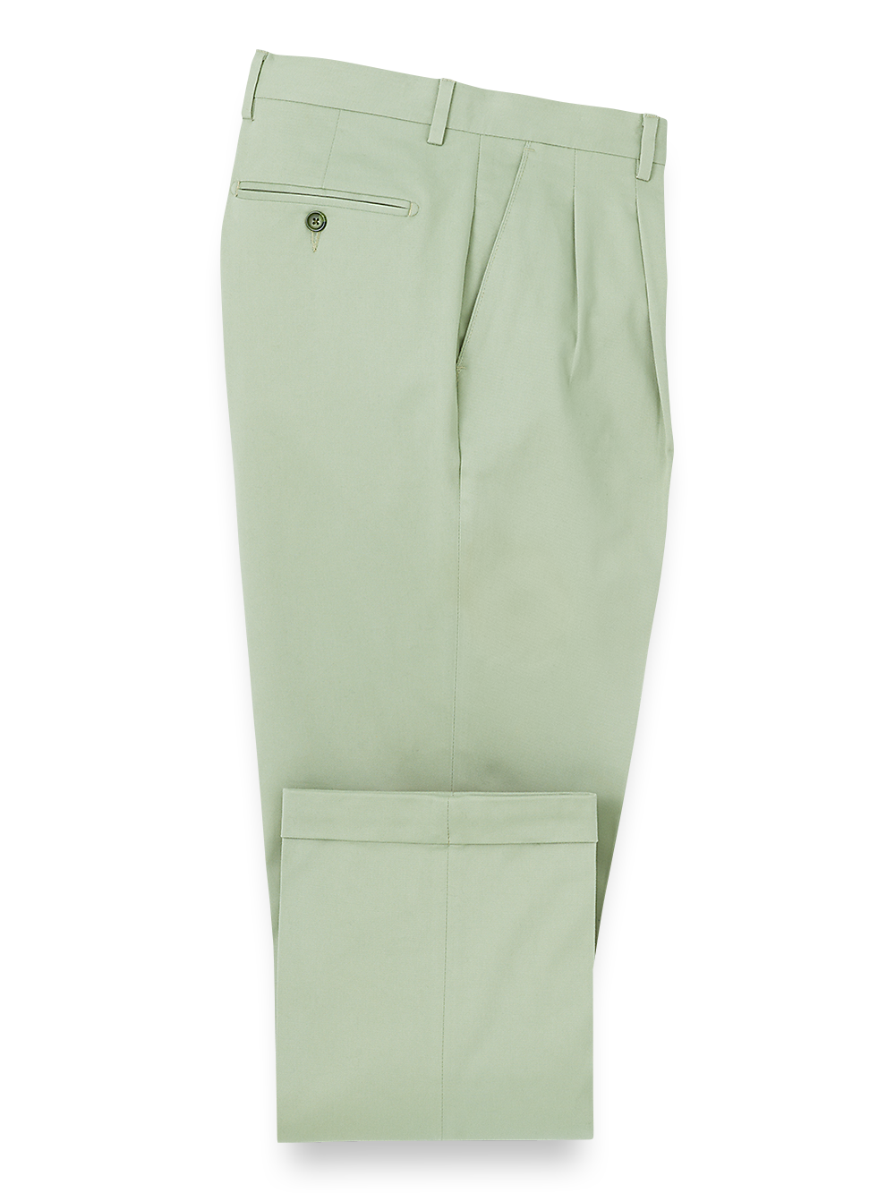 Product Image of Cotton Stretch Twill Pants-Moss#model_pleated front