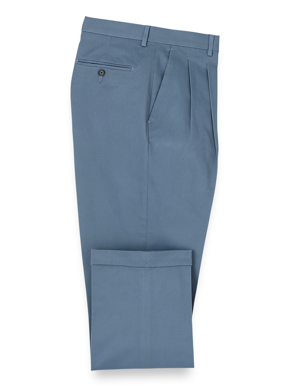 Product Image of Cotton Stretch Twill Pants-Blue#model_pleated front