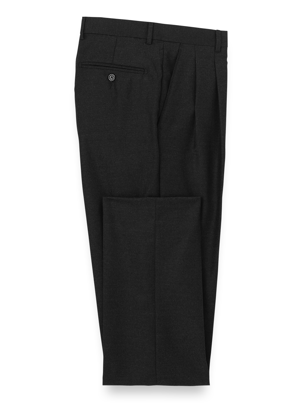 Product Image of Wool Flannel Pleated Pants-Black#model_pleated front