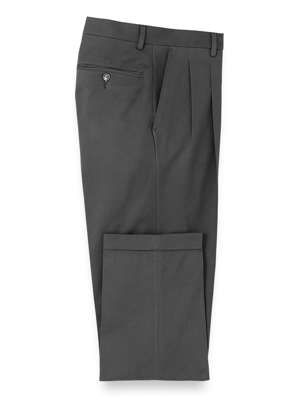 Product Image of Cotton Stretch Twill Pants-Charcoal#model_pleated front