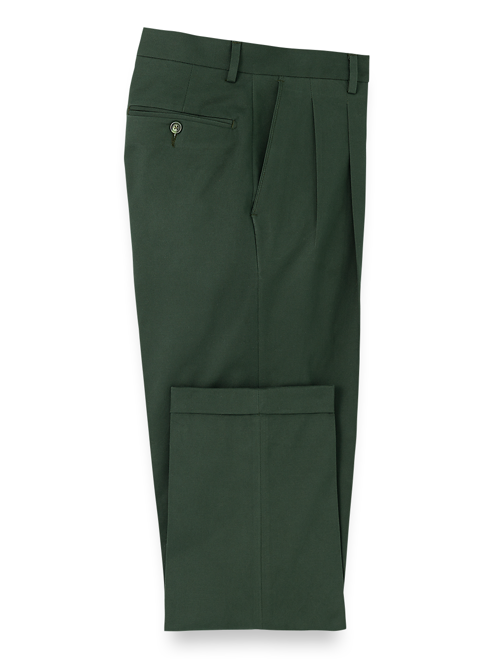 Product Image of Cotton Stretch Twill Pants-Dark Green#model_pleated front