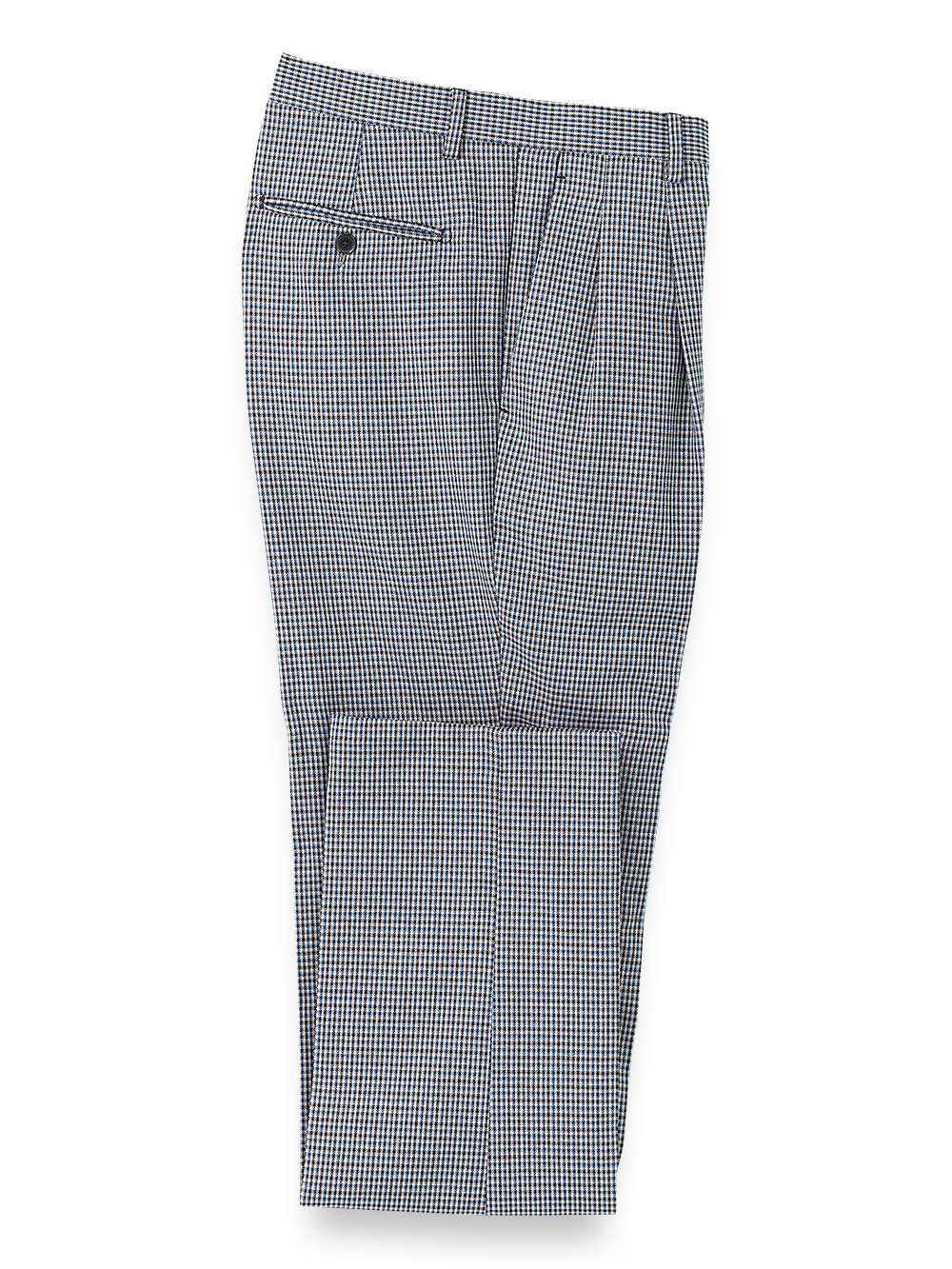 Product Image of Microfiber Check Pleated Pants-Blue#model_pleated front