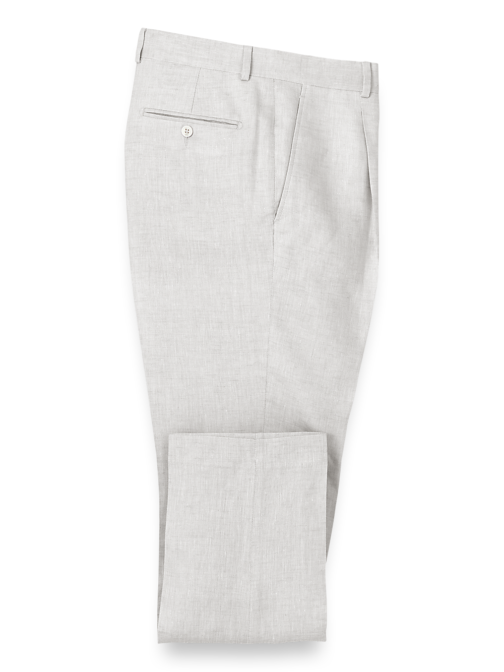 Product Image of Linen Chambray Twill Single Pleat Pants-Ivory