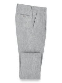 Linen Chambray Twill Single Pleat Pants - Grey