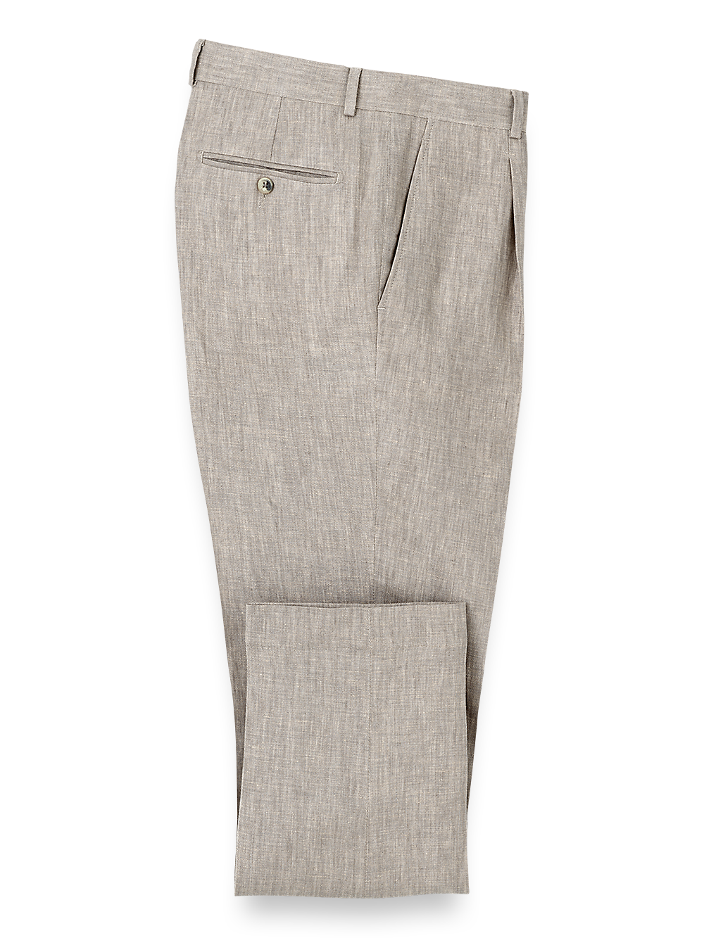 Product Image of Linen Chambray Twill Single Pleat Pants-Khaki