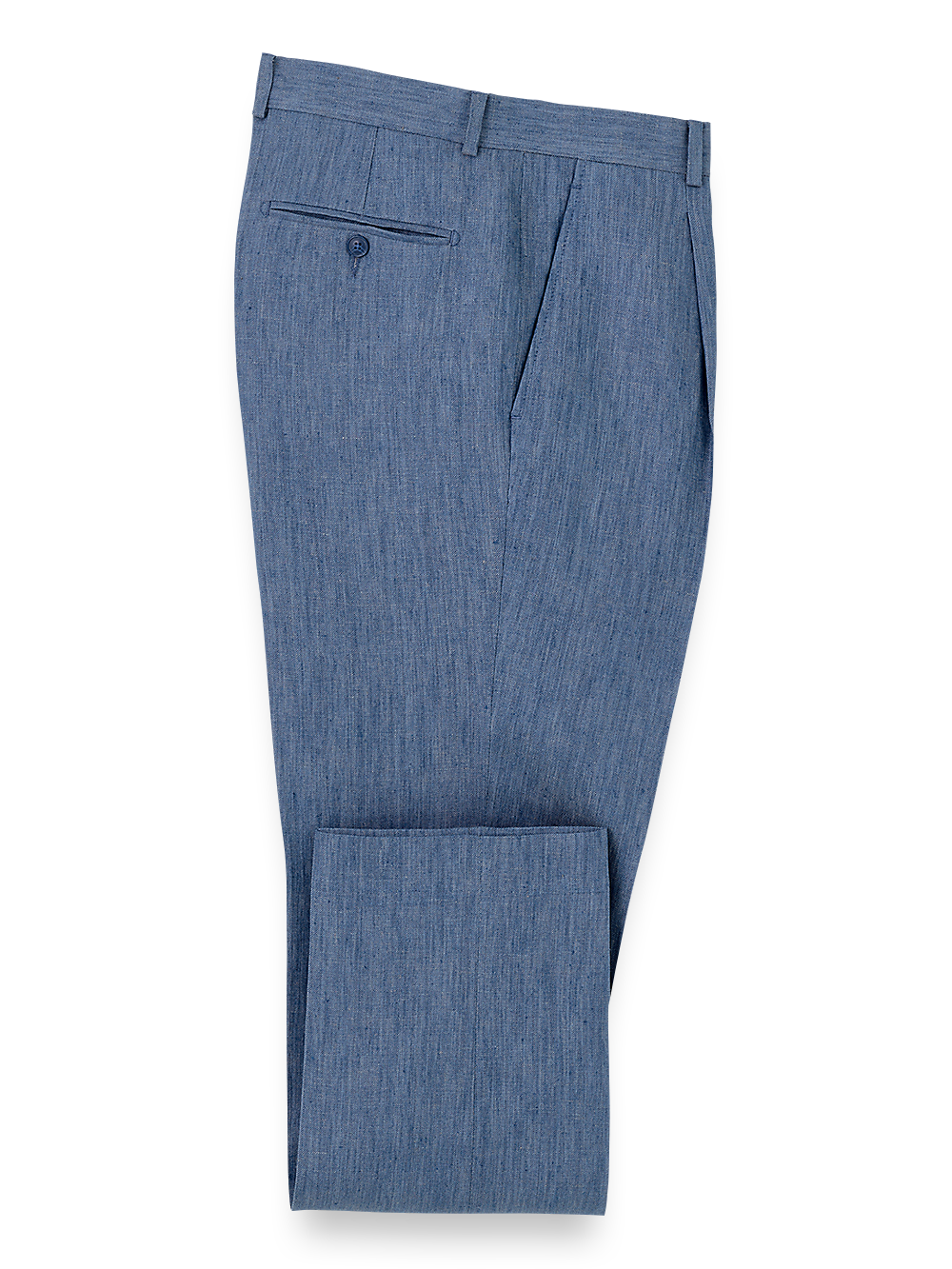 Product Image of Linen Chambray Twill Single Pleat Pants-Blue