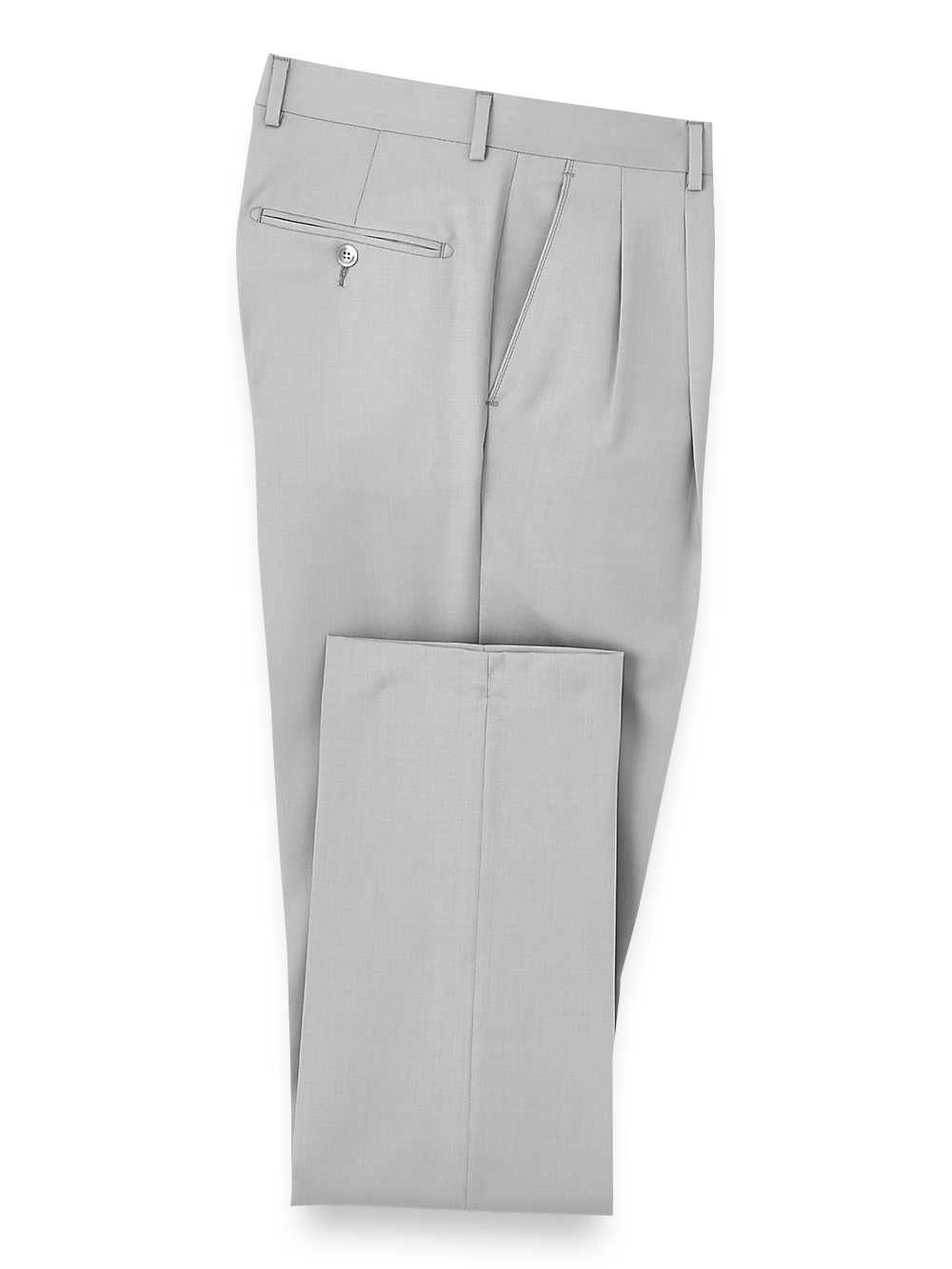 Product Image of Wool Gabardine Pants-Light Grey#model_pleated front