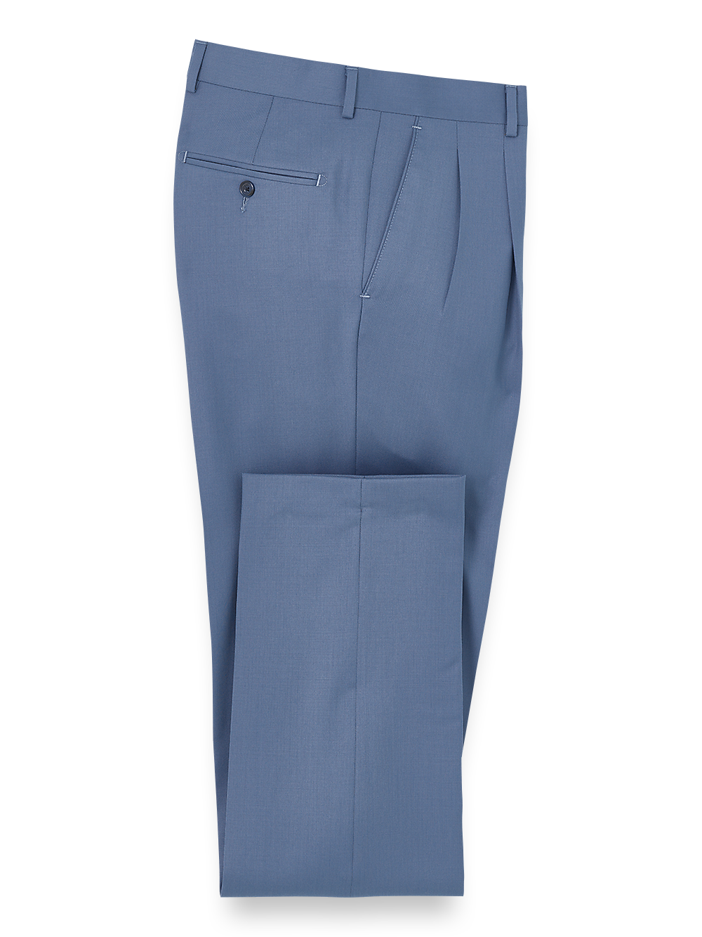 Product Image of Wool Gabardine Pants-Postal Blue#model_pleated front