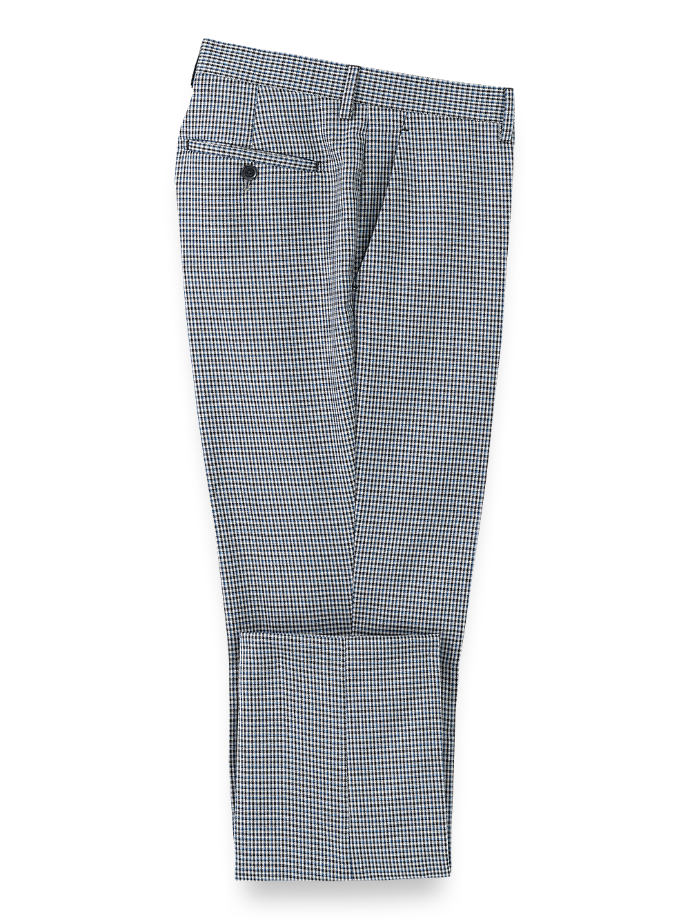 Product Image of Microfiber Check Flat Front Pants-Blue#model_flat front