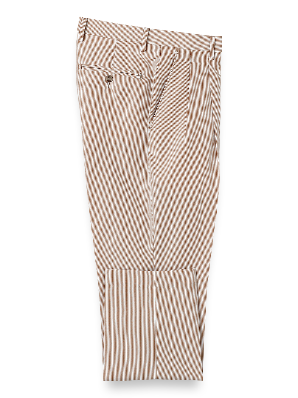 Product Image of Pinstripe Pleated Pants-Tan Stripe#model_pleated front