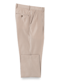 Pinstripe Pleated Pants - Tan Stripe