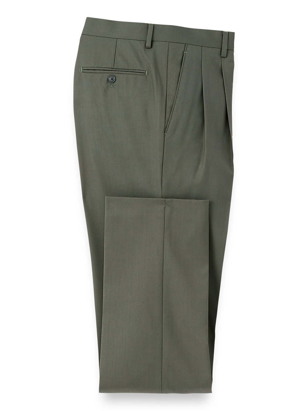 Product Image of Travel Pleated Pants-Olive#model_pleated front