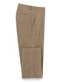 Corduroy Flat Front Pants - Taupe