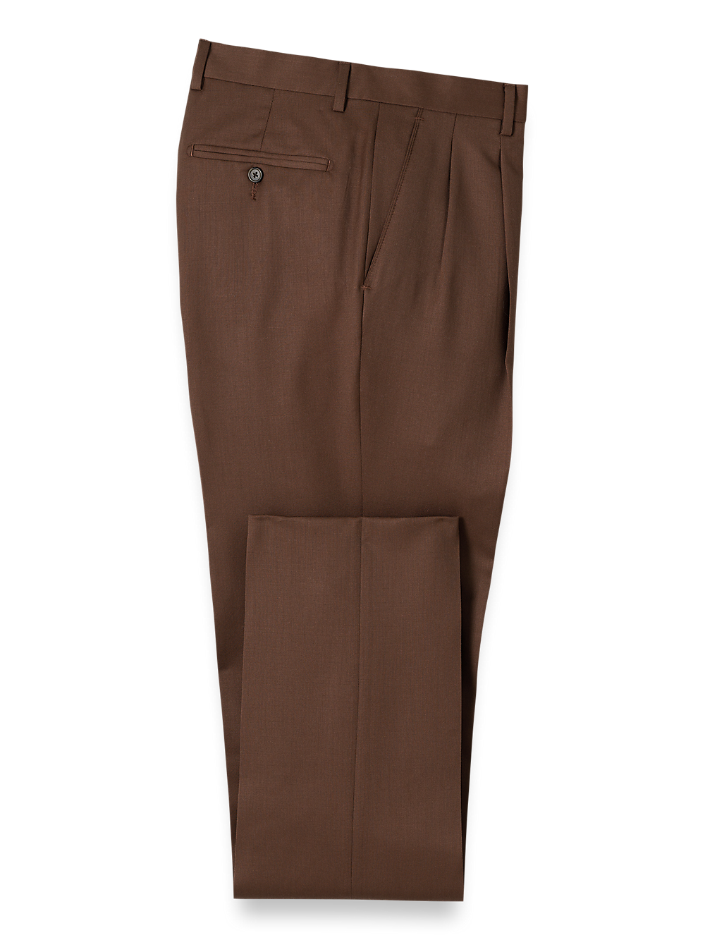 Product Image of Wool Gabardine Pants-Brown#model_pleated front