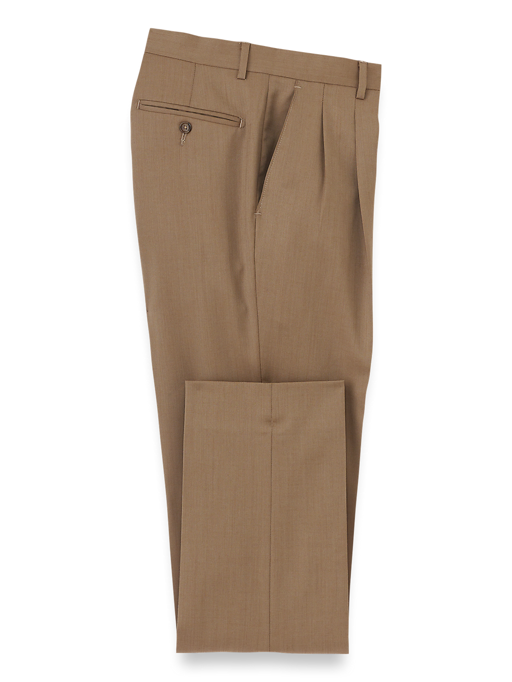 Product Image of Wool Gabardine Pants-Light Brown#model_pleated front