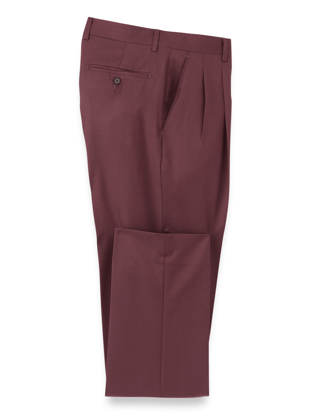 Product Image of Wool Gabardine Pants-Burgundy#model_pleated front