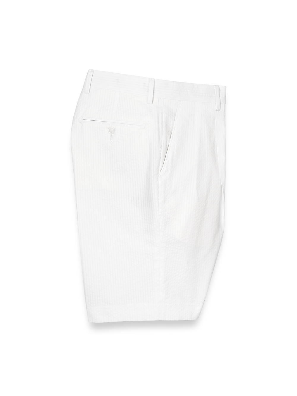 Product Image of Cotton Seersucker Shorts-White#model_pleated front