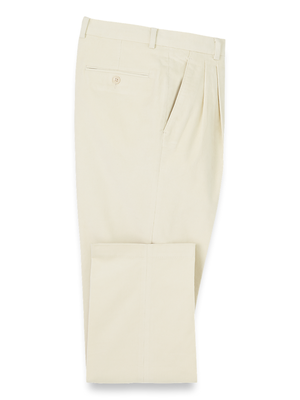 Product Image of Cotton Stretch Corduroy Pants-Winter White#model_pleated front