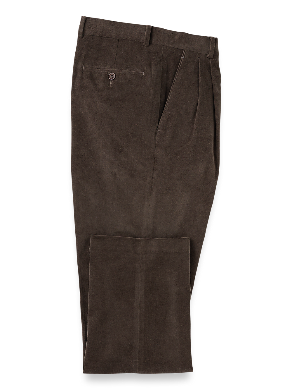 Product Image of Cotton Stretch Corduroy Pants-Dark Brown#model_pleated front