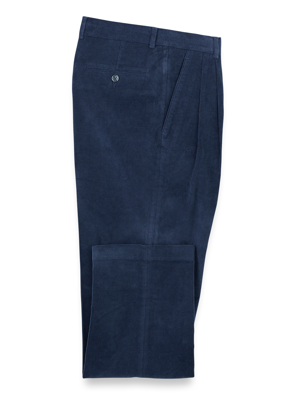 Product Image of Cotton Stretch Corduroy Pants-Blue#model_pleated front