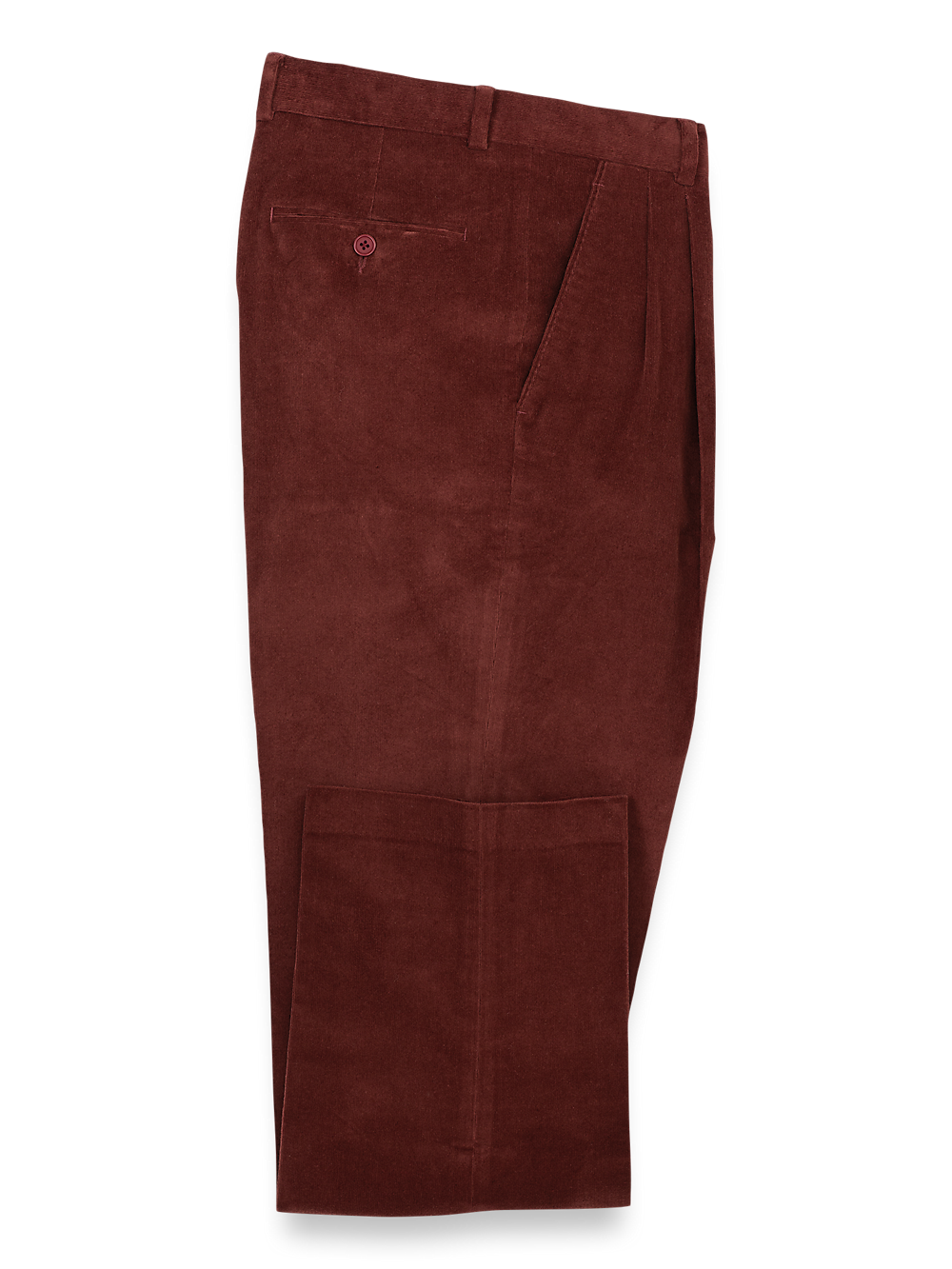 Product Image of Cotton Stretch Corduroy Pants-Burgundy#model_pleated front