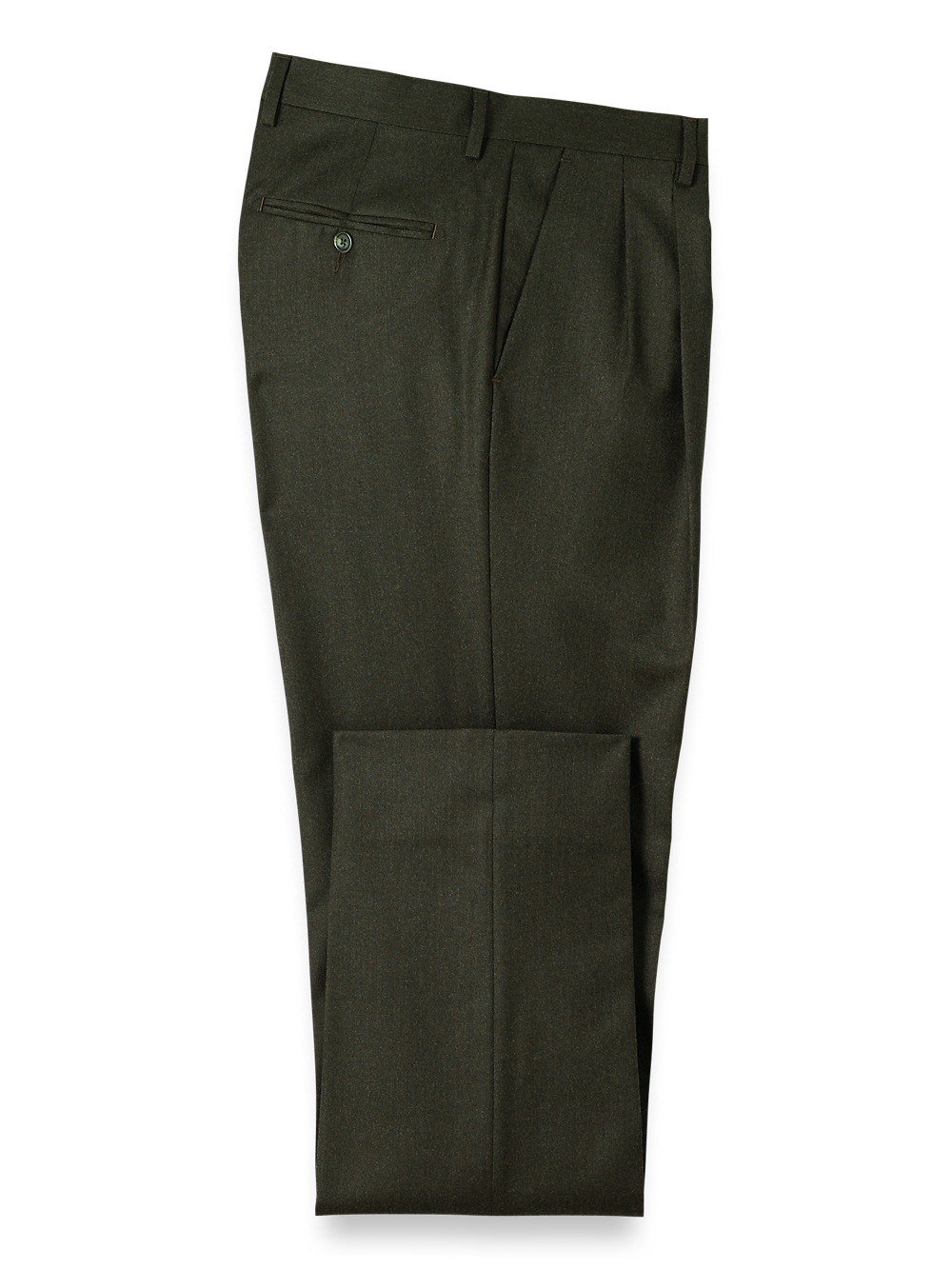 Product Image of Wool Flannel Pants-Dark Green#model_pleated front