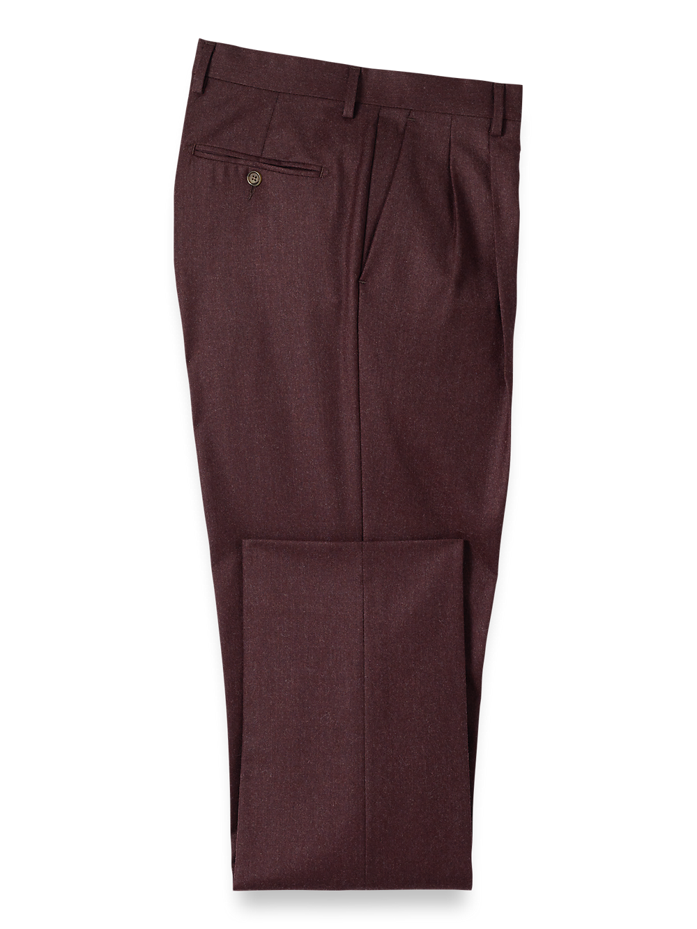 Product Image of Wool Flannel Pants-Burgundy#model_pleated front