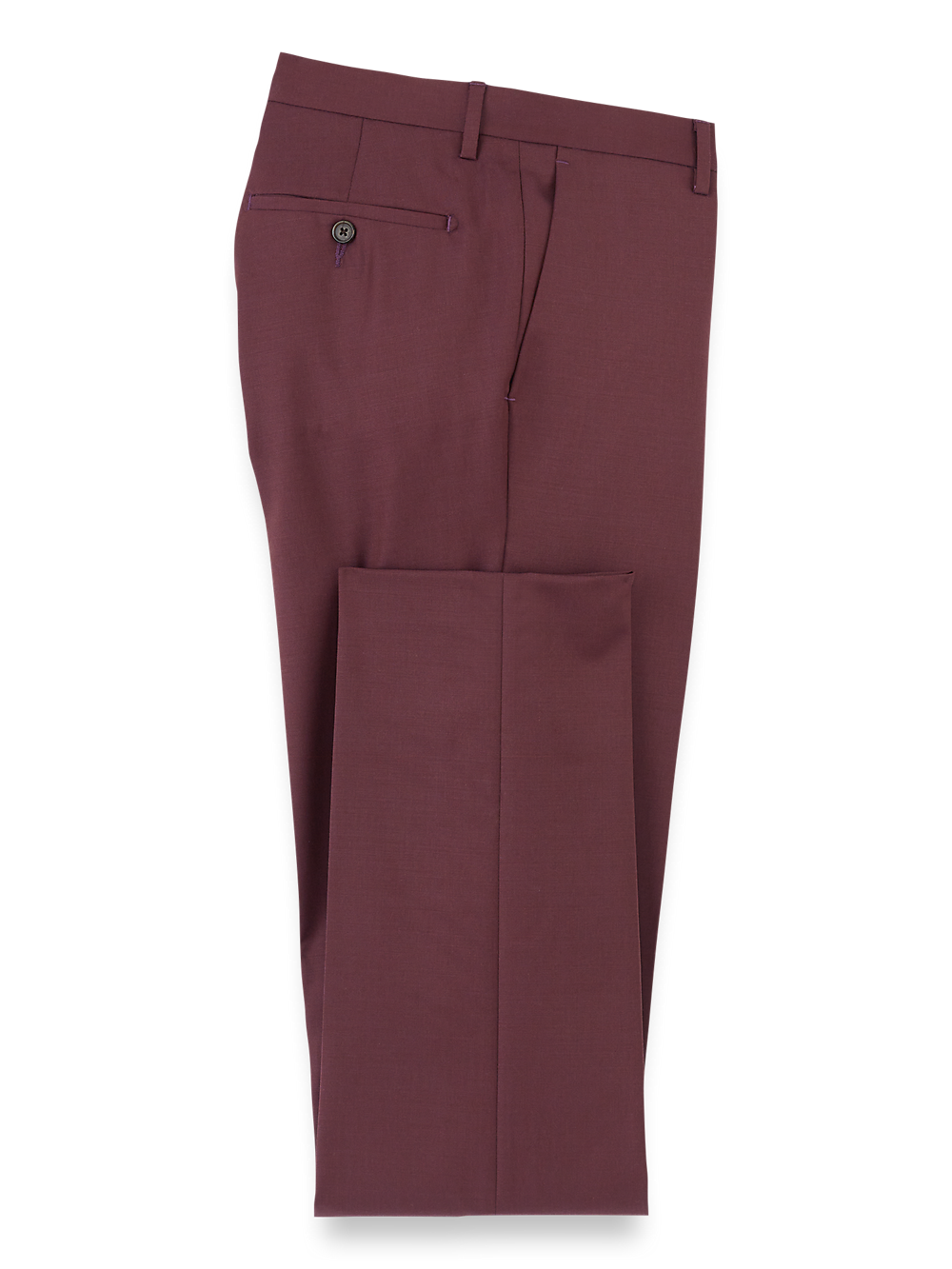 Product Image of Wool Gabardine Pants-Burgundy#model_flat front