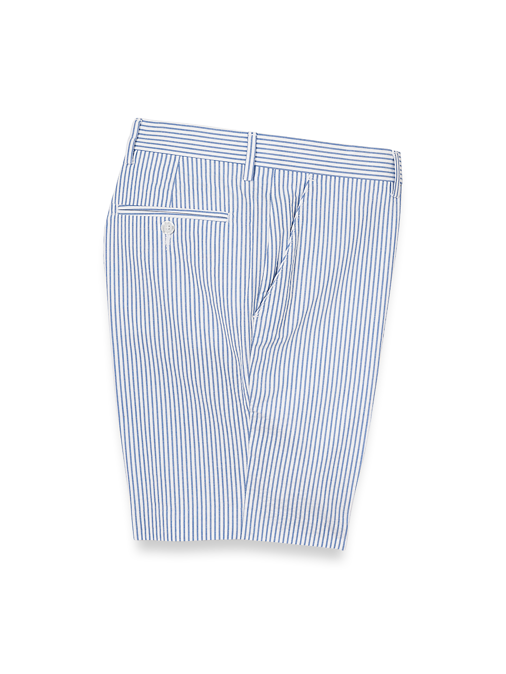 Product Image of Cotton Seersucker Shorts-Blue Stripe#model_flat front