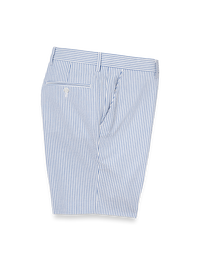 Cotton Seersucker Shorts - Blue Stripe