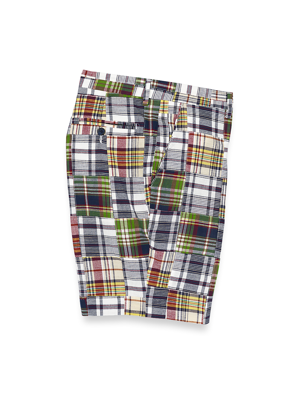 Product Image of Cotton Madras Flat Front Shorts-Blue Multi