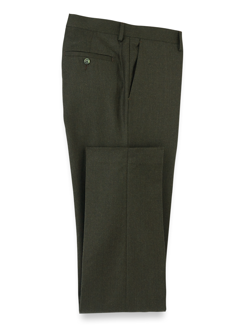 Product Image of Wool Flannel Solid Pants-Dark Green#model_flat front