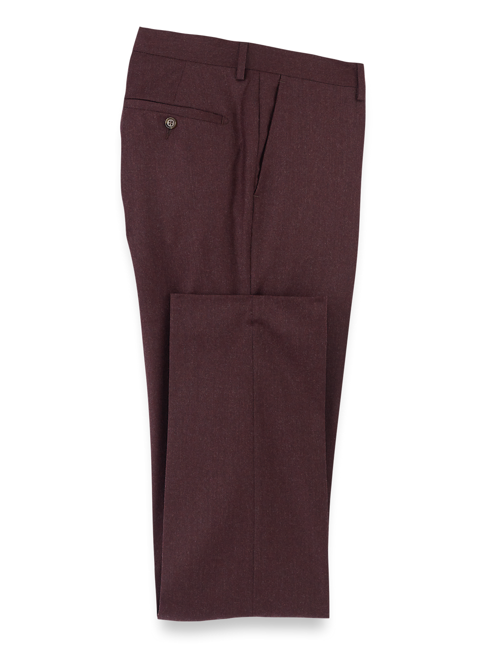 Product Image of Wool Flannel Solid Pants-Burgundy#model_flat front