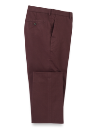 Non-Iron Cotton Stretch Twill Pant - Wine