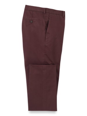 Non-Iron Cotton Stretch Twill Pant - Wine