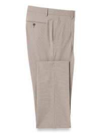 Microfiber Check Single Pleat Pants - Brown/white