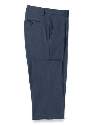 Microfiber Check Single Pleat Pants - Navy