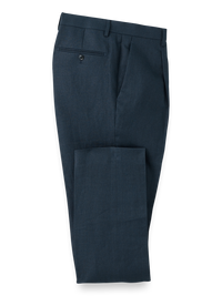 Linen Single Pleat Pants - Blue