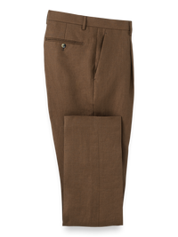 Linen Single Pleat Pants - Light Brown