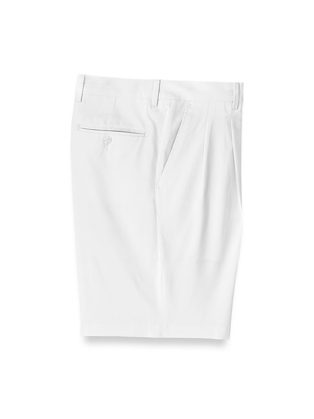 Product Image of Cotton Stretch Twill Pleated Shorts-White#model_pleated front