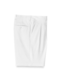 Cotton Stretch Twill Pleated Shorts - White