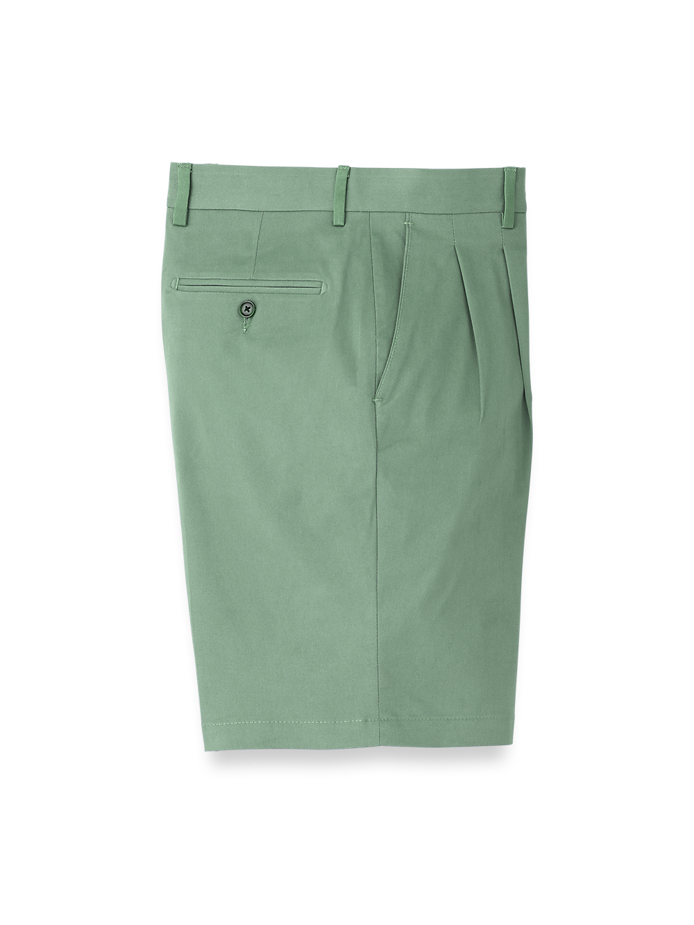 Product Image of Cotton Stretch Twill Pleated Shorts-Moss#model_pleated front