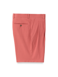 Cotton Stretch Twill Pleated Shorts - Rose